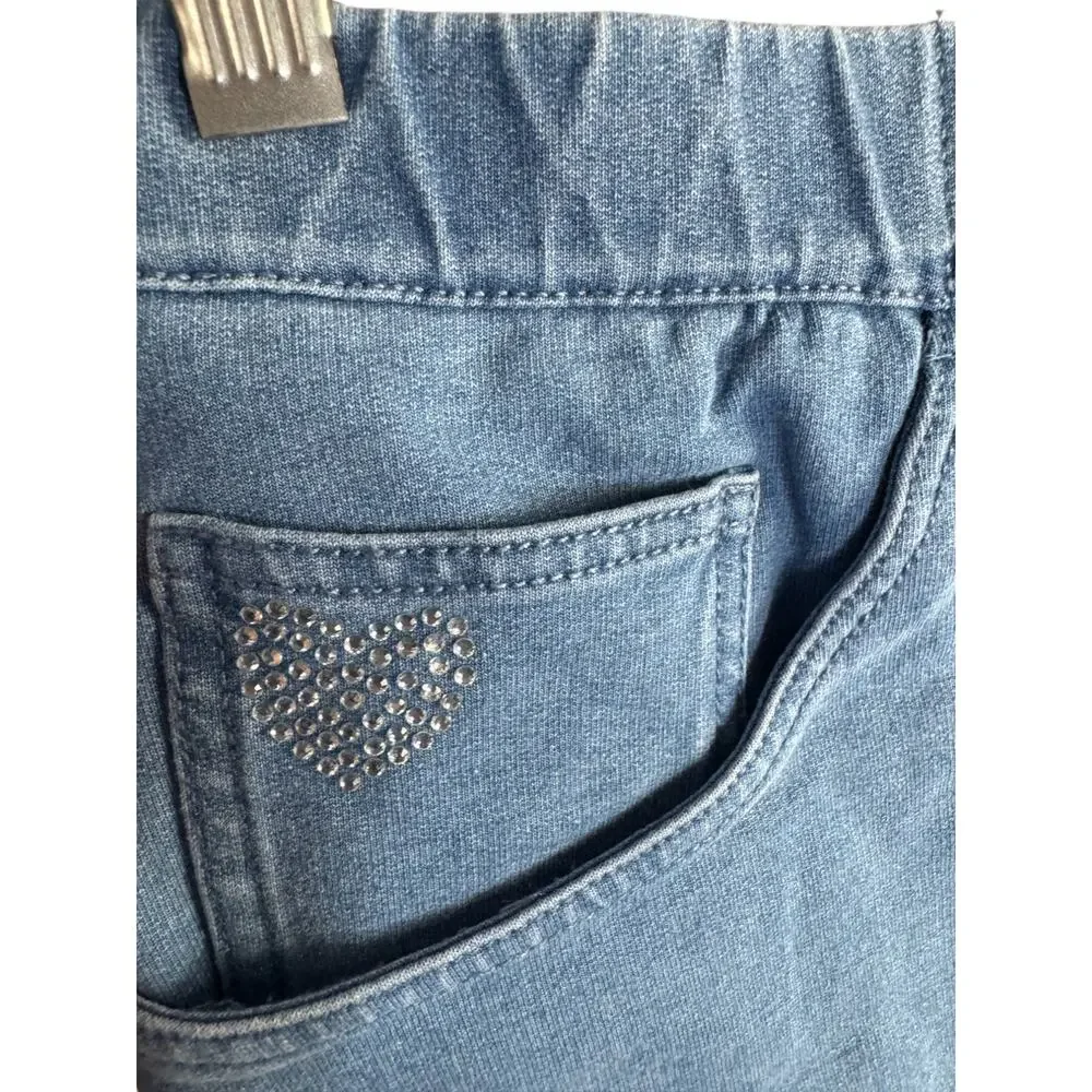 Quacker Factory DreamJeannes‎ Skort 3X Short Blue Stretch Denim Heart Pocket NWT